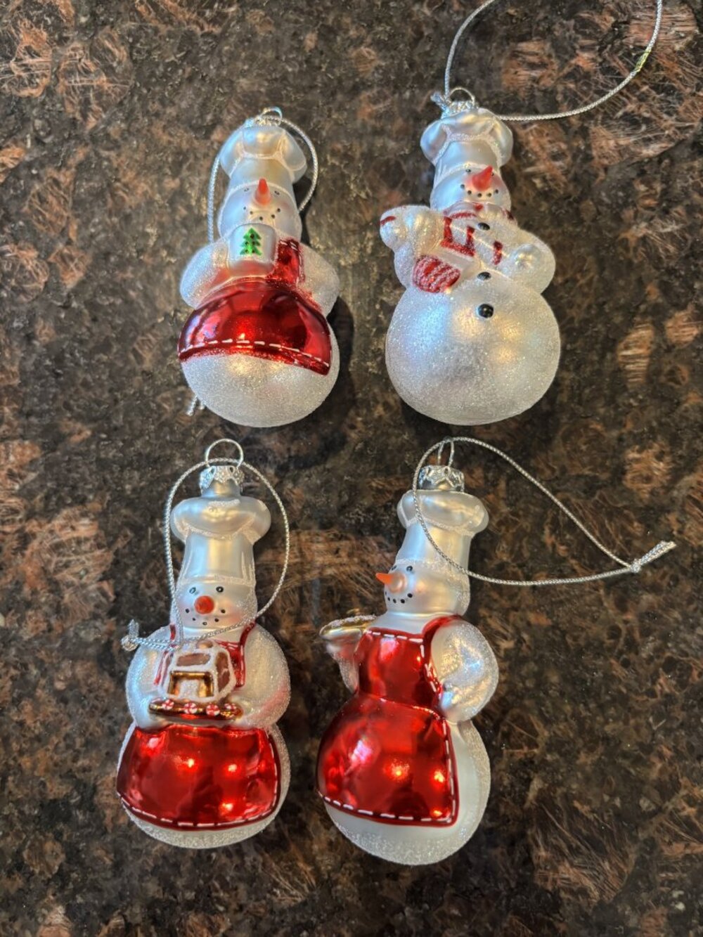 Williams Sonoma Snowman Chef Ornament - Set of 4